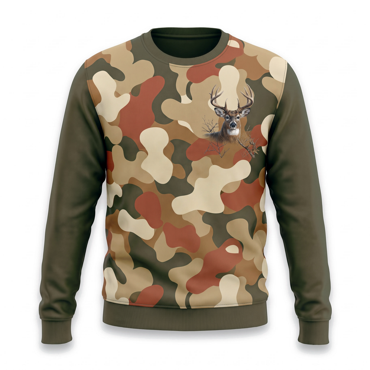 Whitetail Deer Camo Sweatshirt | Hunting Sweatshirt for Him | Deer Hunter Gift