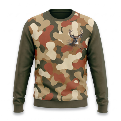 Whitetail Deer Camo Sweatshirt | Hunting Sweatshirt for Him | Deer Hunter Gift