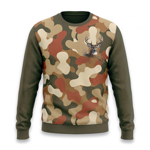 Whitetail Deer Camo Sweatshirt | Hunting Sweatshirt for Him | Deer Hunter Gift
