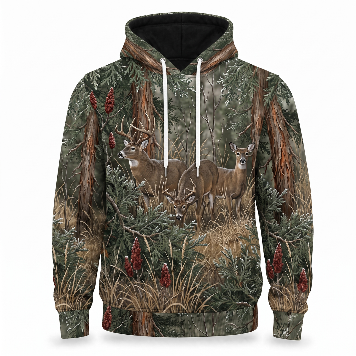 Whitetail Deer Forest Camo Hoodie | Hunting Hoodie for Him | Deer Hunter Gift