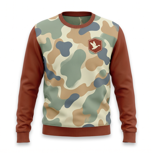 Duck Hunting Sweatshirt | Minimalist Mallard Badge Camo Sweatshirt | Duck Hunter Gift