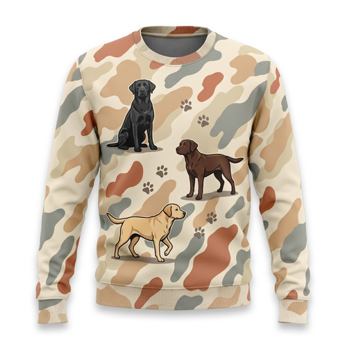 Labrador Retriever Camo Sweatshirt | Black Chocolate Yellow Lab Dog Lover Gift