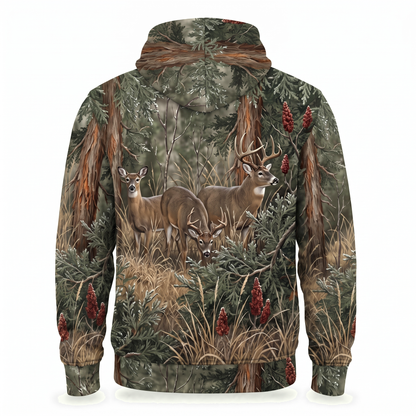 Whitetail Deer Forest Camo Hoodie | Hunting Hoodie for Him | Deer Hunter Gift