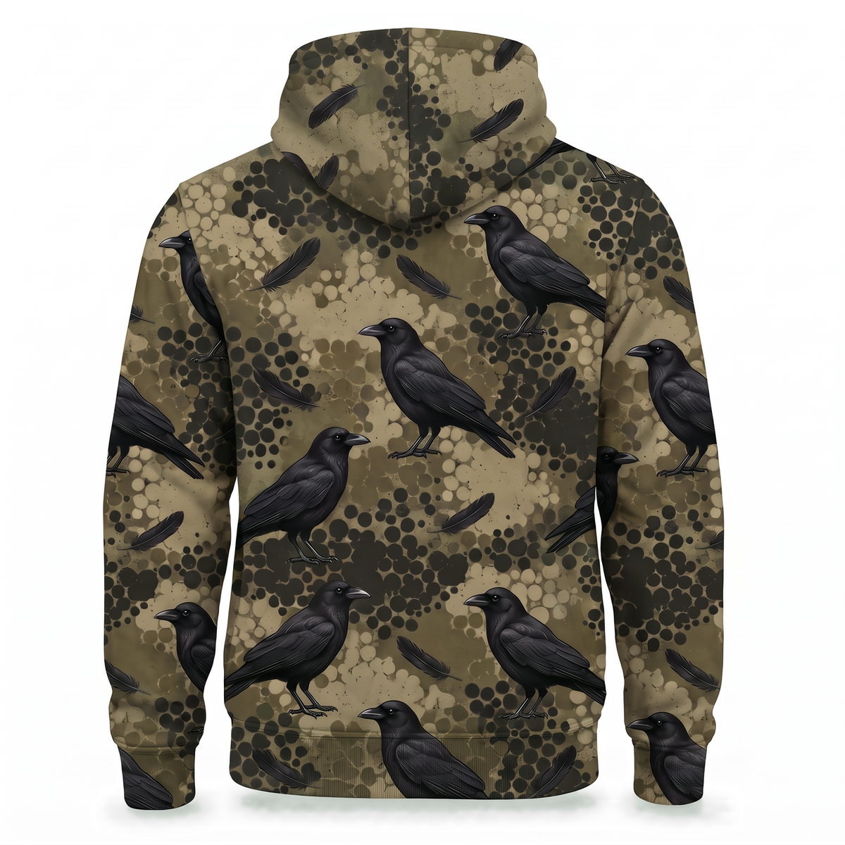 Crow Camo Hoodie – Black Crow Hunting Camouflage All-Over Print Unisex Pullover, Crow Hunter Gift