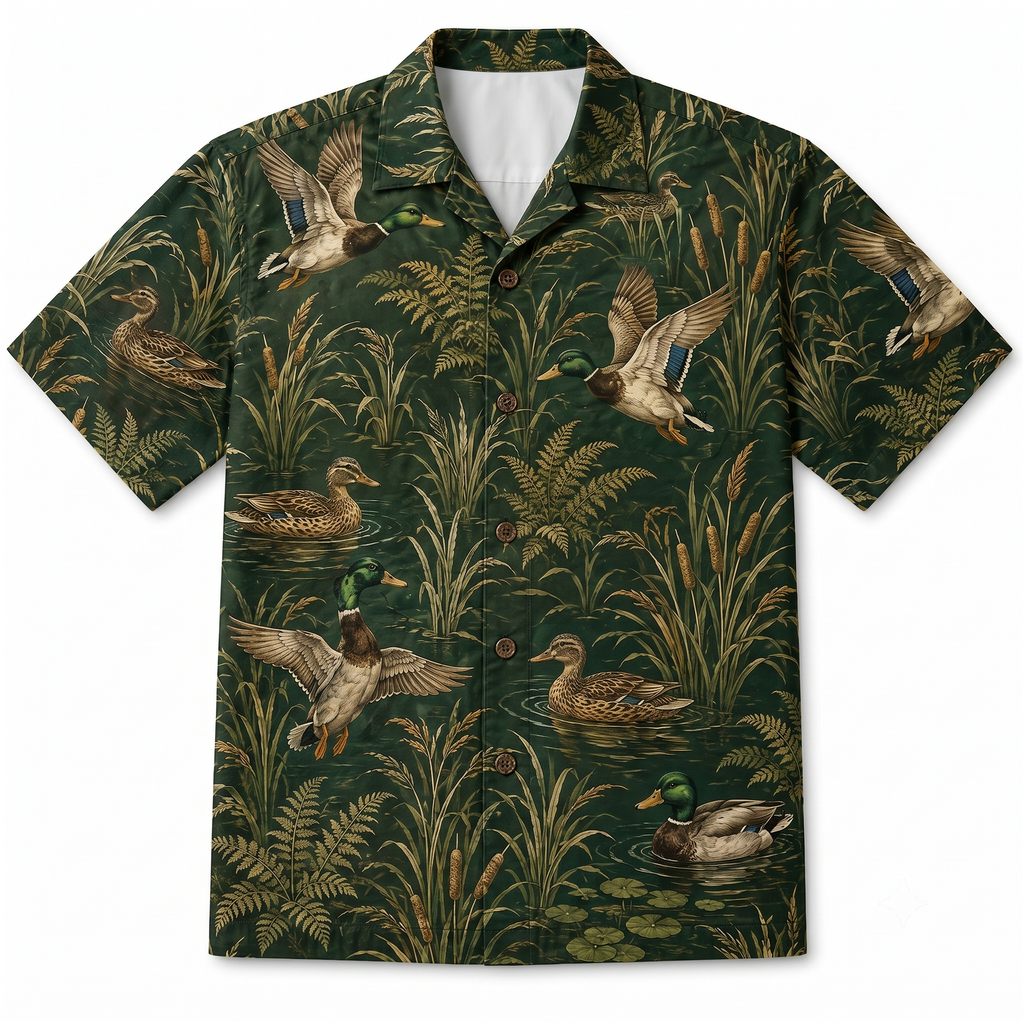 Duck Hunting Hawaiian Shirt for Men – Vintage Mallard & Botanical Print, Gift for Duck Hunters