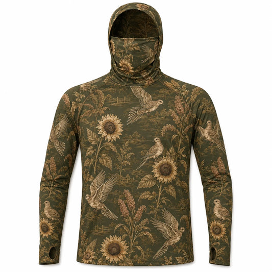 Dove Hunting UPF Hoodie – Mourning Dove Sun Protection Performance Shirt with Face Cover