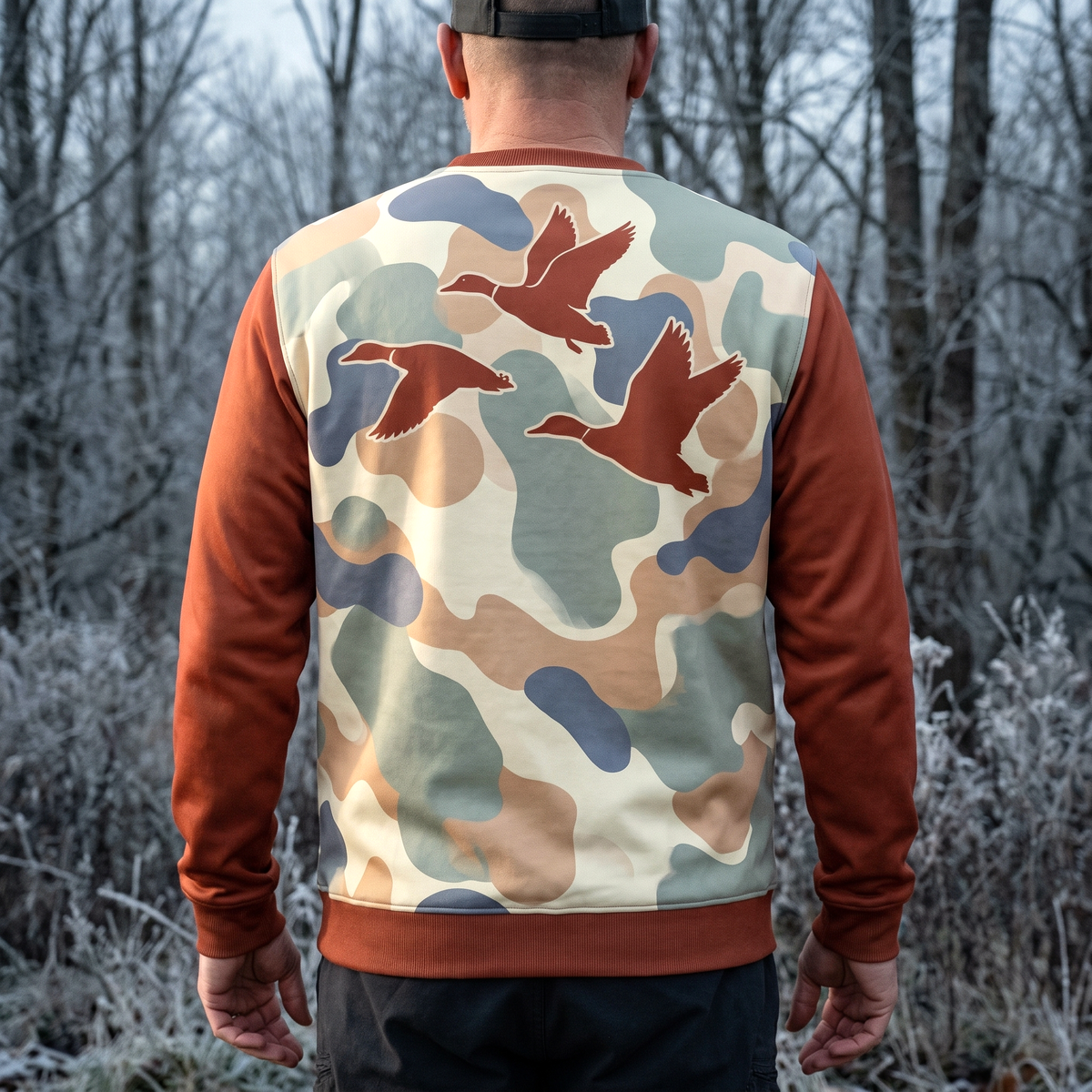 Duck Hunting Sweatshirt | Minimalist Mallard Badge Camo Sweatshirt | Duck Hunter Gift