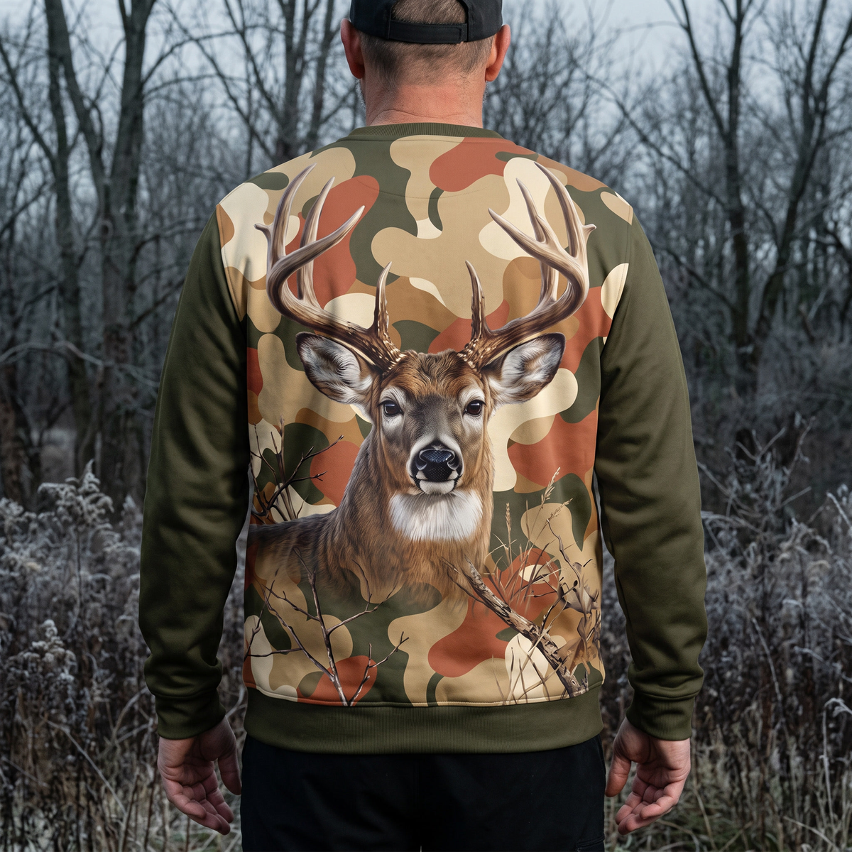 Whitetail Deer Camo Sweatshirt | Hunting Sweatshirt for Him | Deer Hunter Gift
