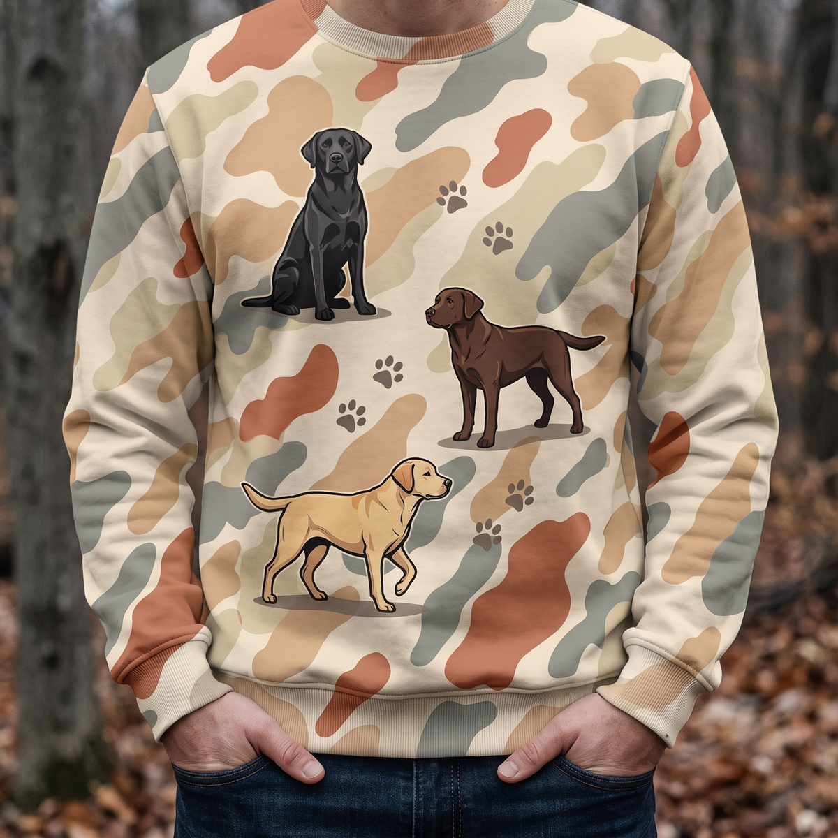 Labrador Retriever Camo Sweatshirt | Black Chocolate Yellow Lab Dog Lover Gift