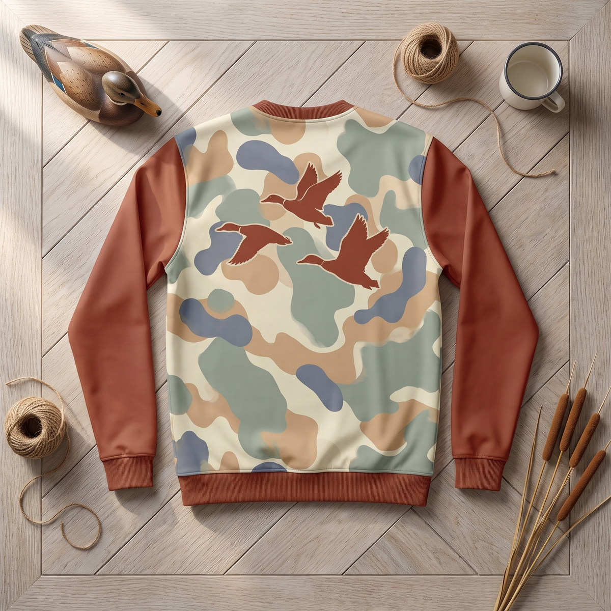 Duck Hunting Sweatshirt | Minimalist Mallard Badge Camo Sweatshirt | Duck Hunter Gift