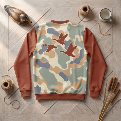 Duck Hunting Sweatshirt | Minimalist Mallard Badge Camo Sweatshirt | Duck Hunter Gift