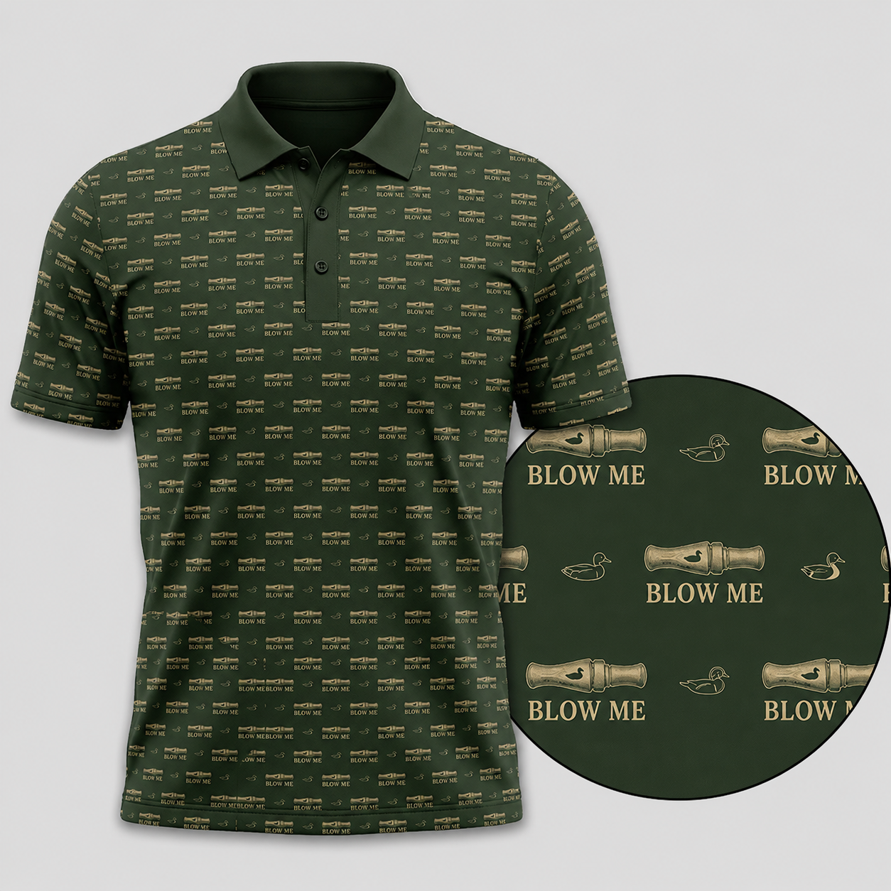 Funny Duck Hunting Polo – Blow Me Duck Call Mens Golf Shirt