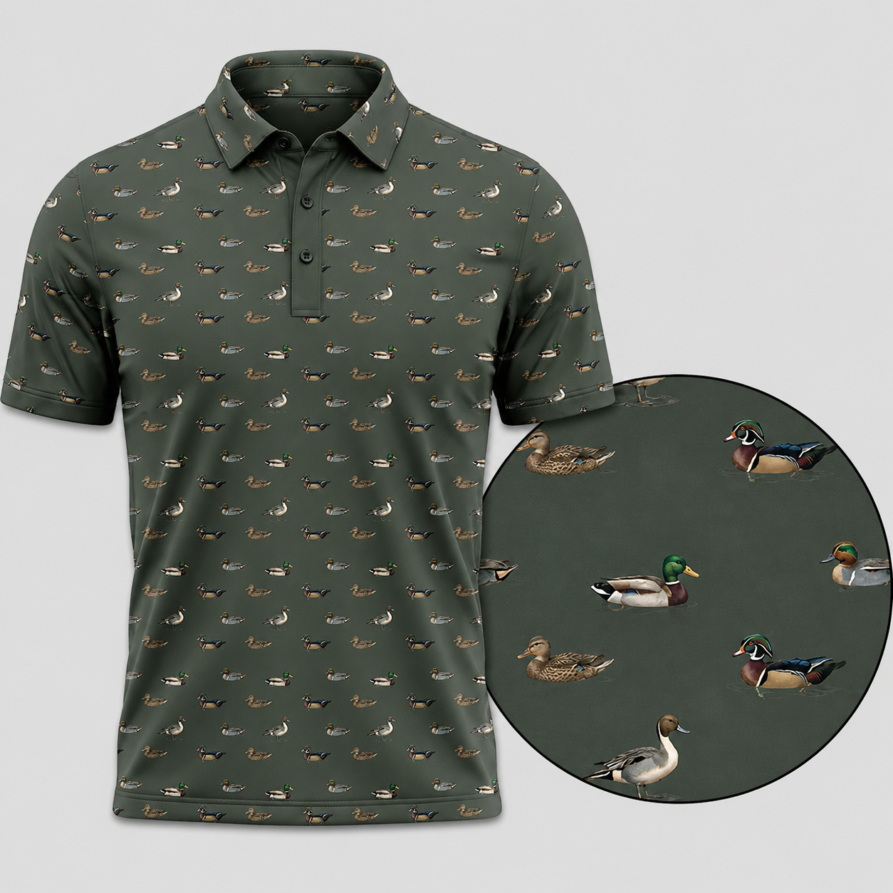 Mens Duck Hunting Polo Shirt – Golden Mallard Golf Polo