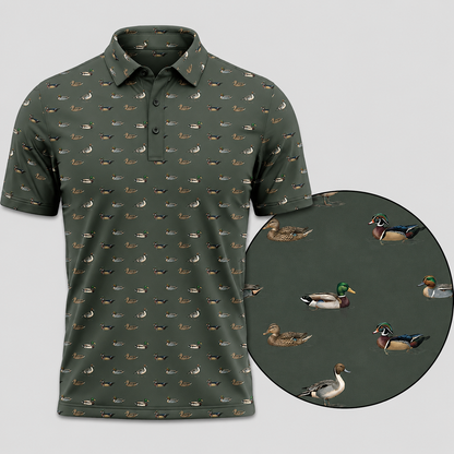 Mens Duck Hunting Polo Shirt – Golden Mallard Golf Polo