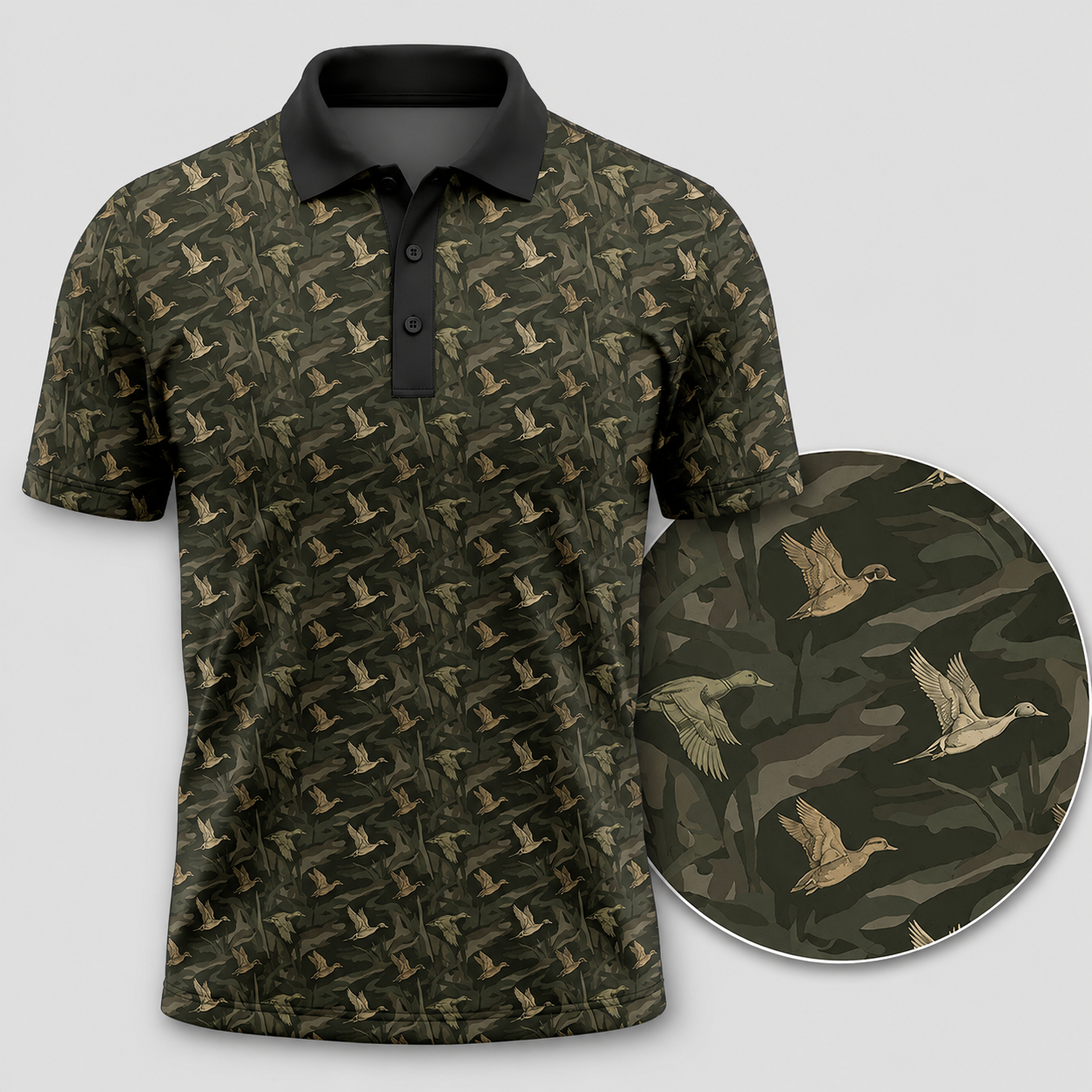 Mens Duck Hunting Polo Shirt – Golden Mallard Golf Polo