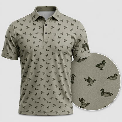 Mens Duck Hunting Polo Shirt – Golden Mallard Golf Polo