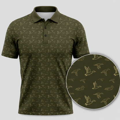 Mens Duck Hunting Polo Shirt – Golden Mallard Golf Polo