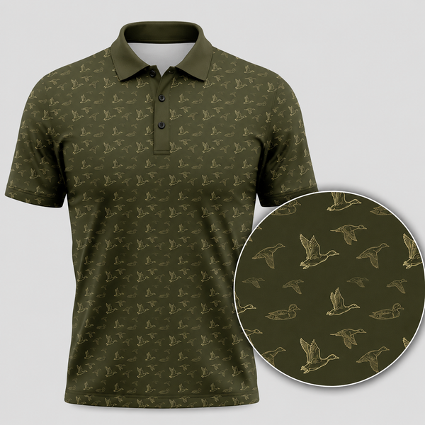 Mens Duck Hunting Polo Shirt – Golden Mallard Golf Polo