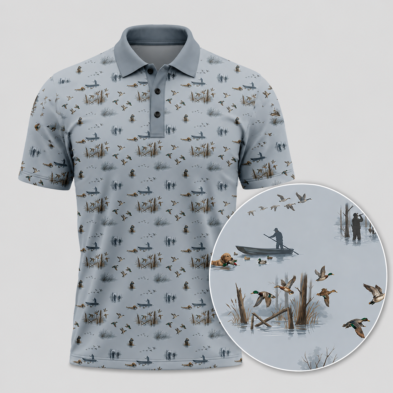 Mens Duck Hunting Polo Shirt – Golden Mallard Golf Polo