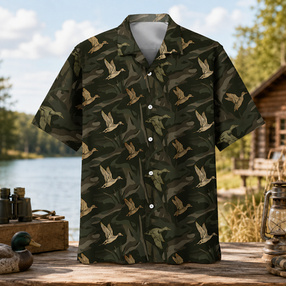 Duck Hunting Camo Hawaiian Shirt for Men – Wild Duck Print, Gift for Duck Hunters