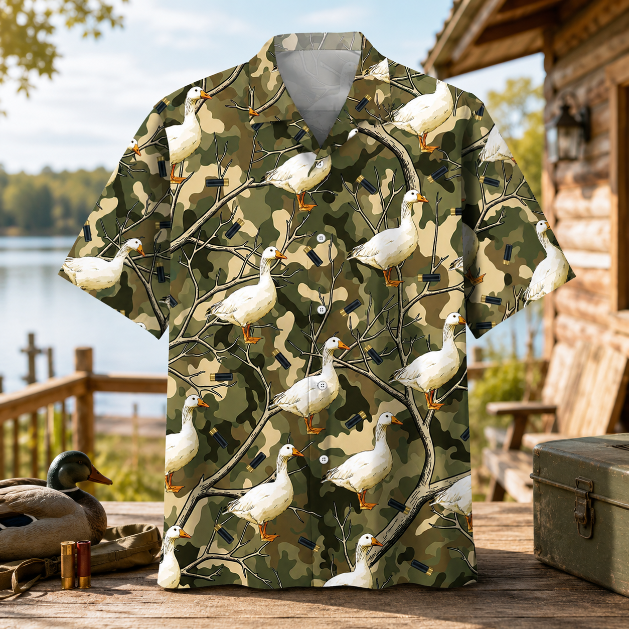 Duck Hunting Camo Hawaiian Shirt for Men – Wild Duck Print, Gift for Duck Hunters