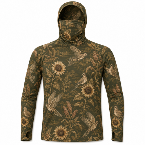 Dove Hunting UPF Hoodie – Mourning Dove Sun Protection Performance Shirt with Face Cover