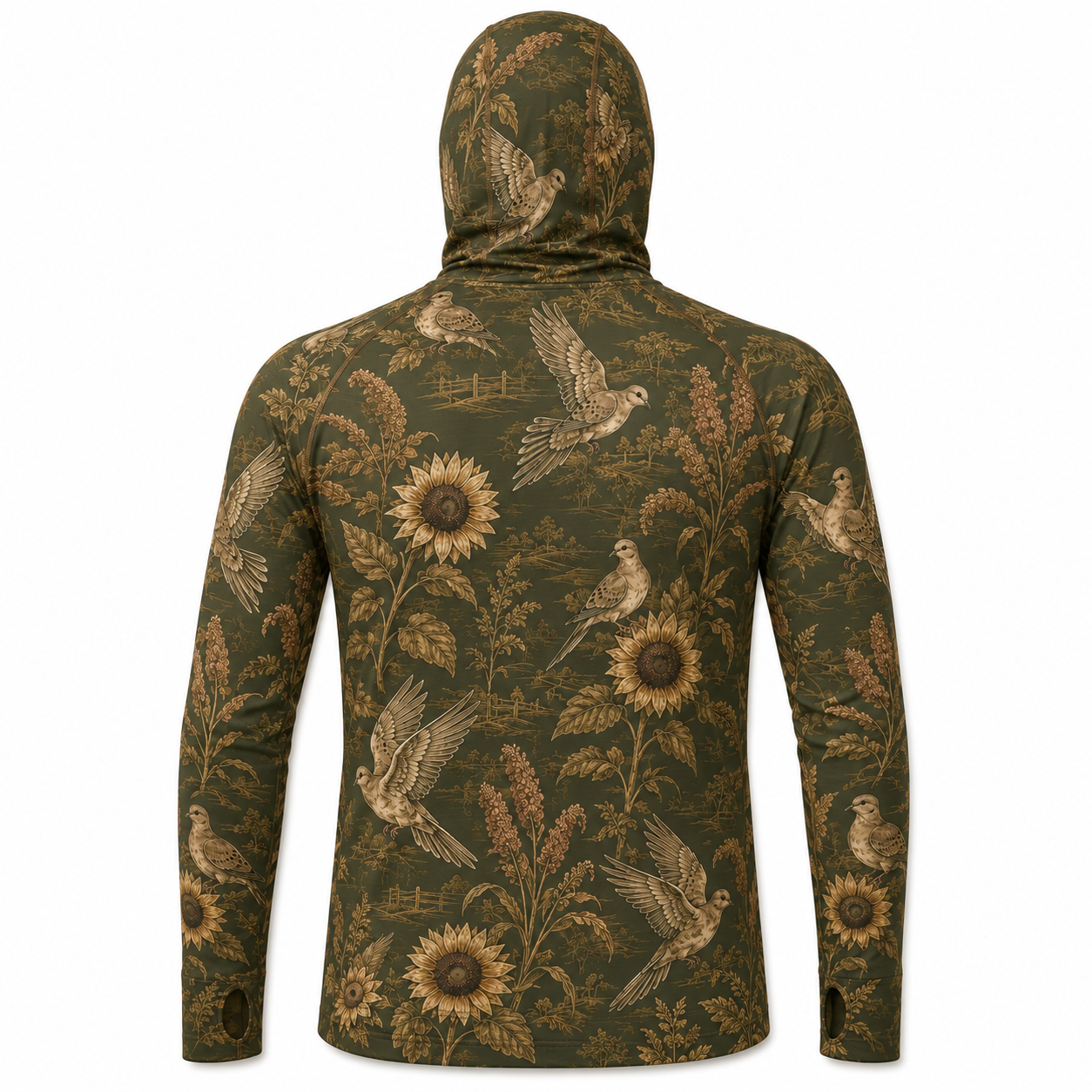 Dove Hunting UPF Hoodie – Mourning Dove Sun Protection Performance Shirt with Face Cover
