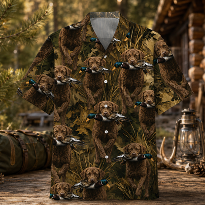 Duck Hunting Hawaiian Shirt for Men – Black Labrador & Mallard Print, Gift for Duck Hunters