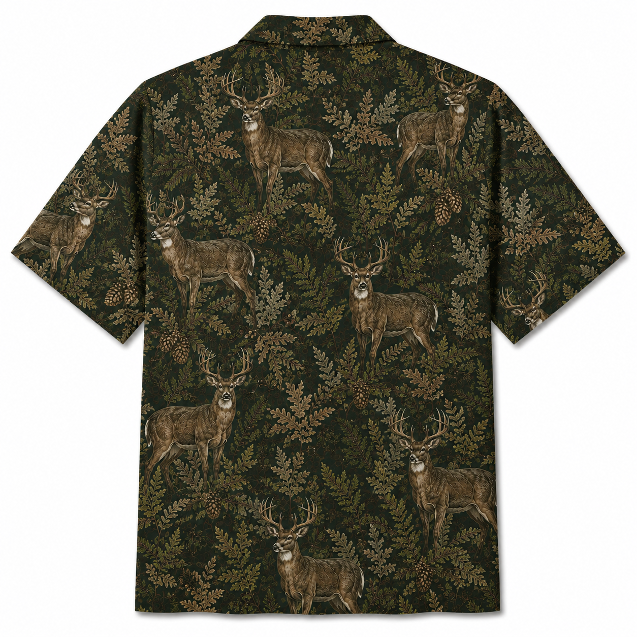 Deer Hunting Hawaiian Shirt for Men – Vintage Whitetail Buck & Botanical Print, Gift for Deer Hunters