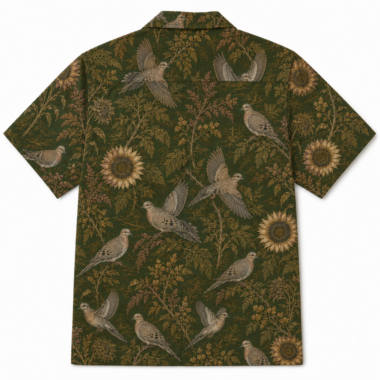 Dove Hunting Hawaiian Shirt for Men Vintage Mourning Dove Sunflower Print Gift for Dove Hunters