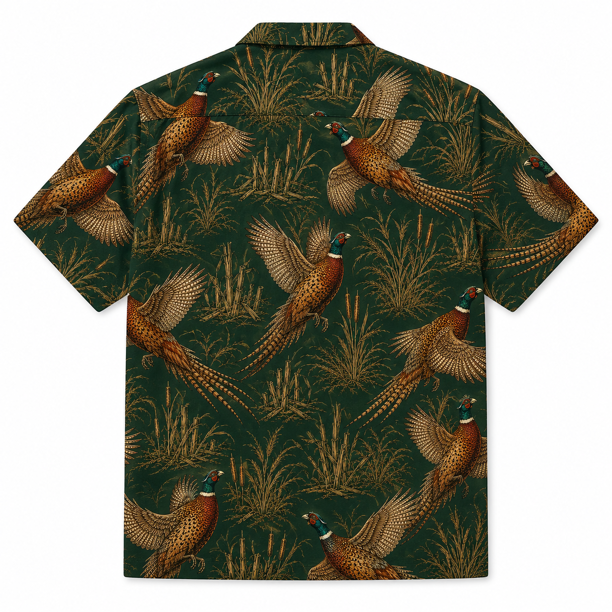 Pheasant Hunting Hawaiian Shirt for Men Vintage Flying Ring-Necked Pheasant Print Gift for Upland Hunters