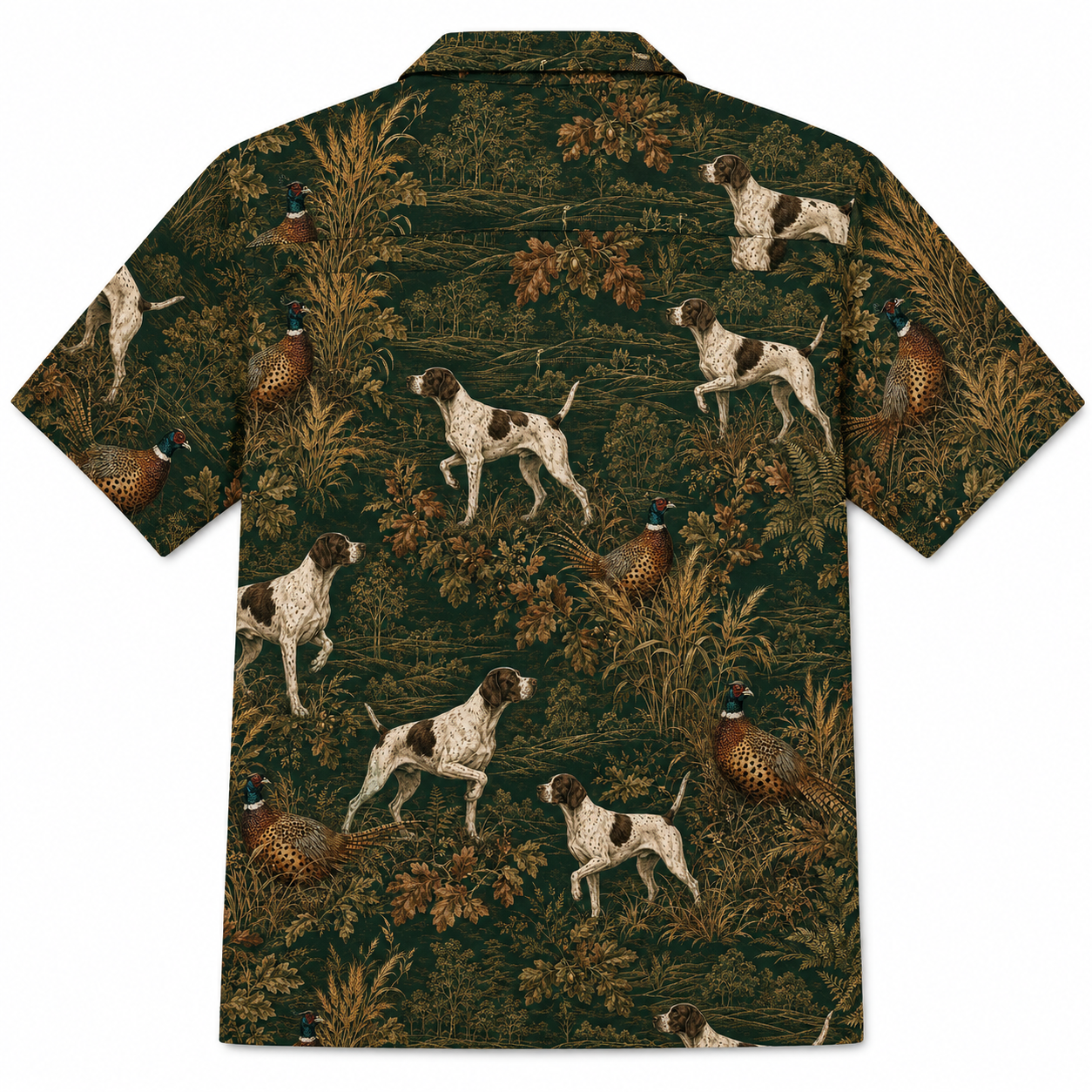 Bird Dog Hawaiian Shirt for Men Vintage English Pointer Pheasant Hunting Print Gift for Upland Hunters