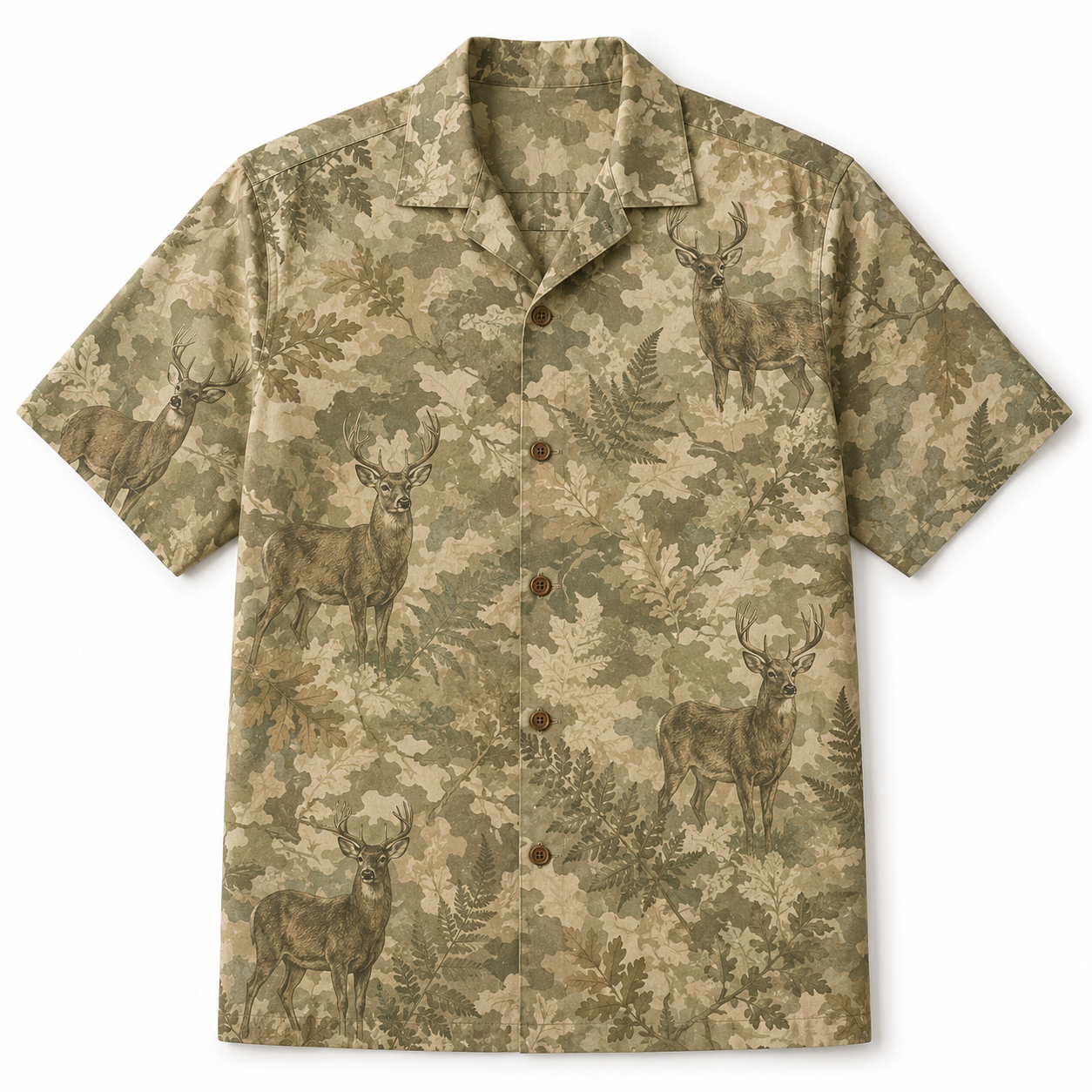 Deer Hunting Hawaiian Shirt for Men – Refined Whitetail Buck Camo Print, Gift for Deer Hunters