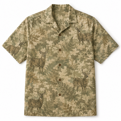 Deer Hunting Hawaiian Shirt for Men – Refined Whitetail Buck Camo Print, Gift for Deer Hunters