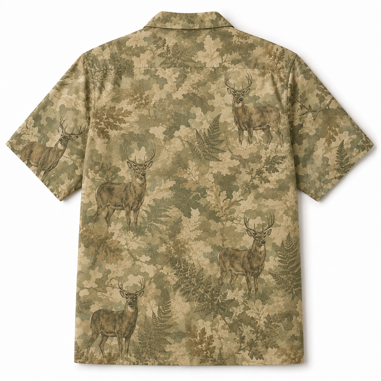 Deer Hunting Hawaiian Shirt for Men – Refined Whitetail Buck Camo Print, Gift for Deer Hunters