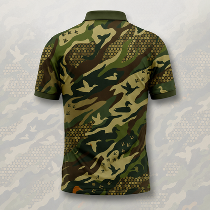 Duck Hunting Camo Polo Shirt – Flying Mallard Pattern Hunting Apparel for Men