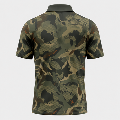 Mens Turkey Hunting Polo Shirt - Camo Golf Polo