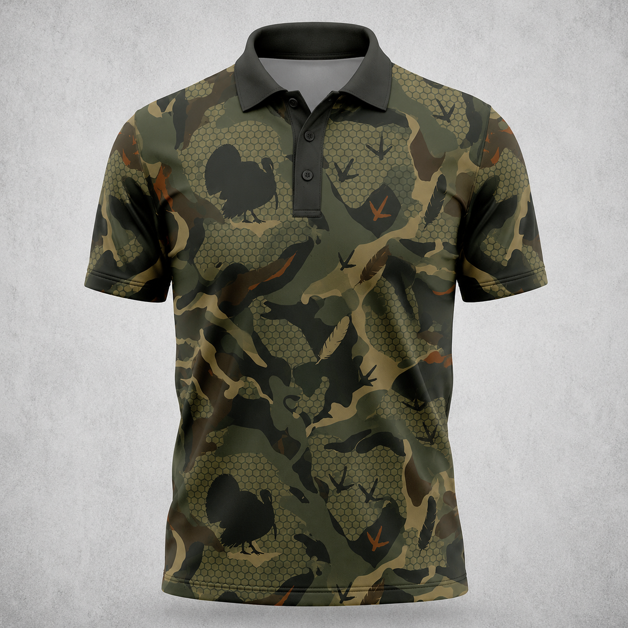 Mens Turkey Hunting Polo Shirt - Camo Golf Polo