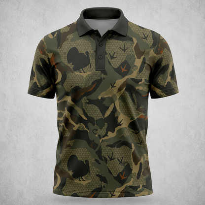 Mens Turkey Hunting Polo Shirt - Camo Golf Polo