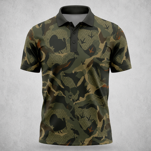 Mens Turkey Hunting Polo Shirt - Camo Golf Polo