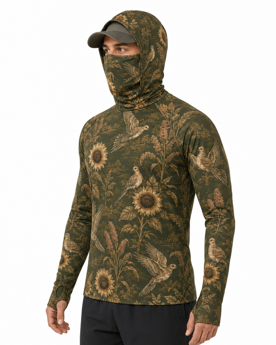 Dove Hunting UPF Hoodie – Mourning Dove Sun Protection Performance Shirt with Face Cover