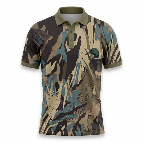 Mallard Duck Break-Up Camo Polo Shirt Waterfowl Hunting Golf