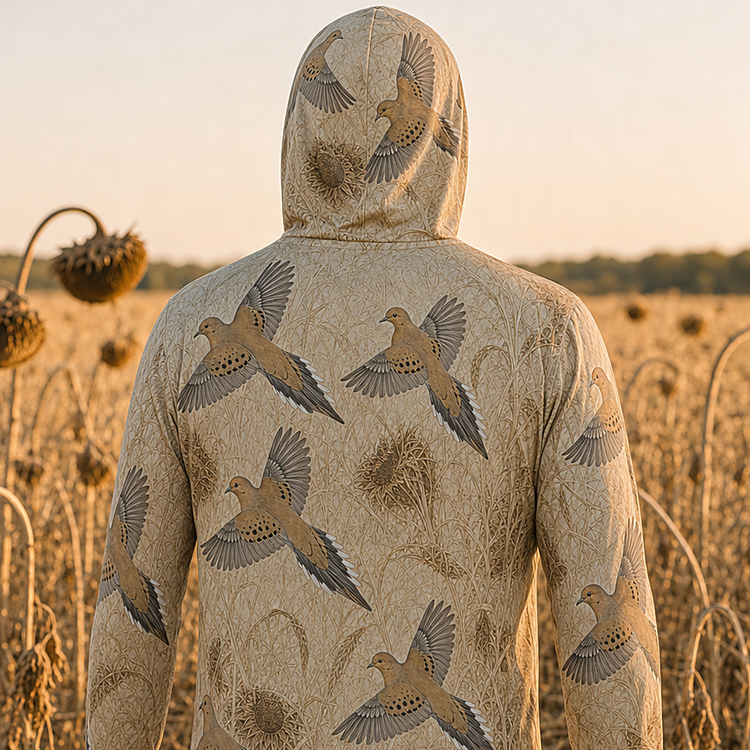 Mourning Dove & Sunflower Camo UPF 50+ Performance Hoodie